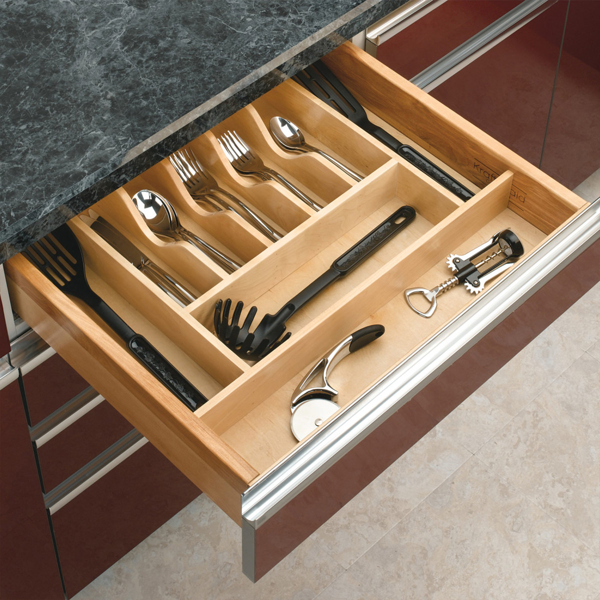 Rev-A-Shelf Wood Trim-to-Fit Cutlery Drawer Organizer Insert, Maple